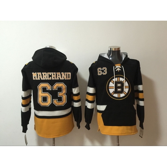 Men's Boston Bruins #63 Brad Marchand Stitched Hoody Men's Boston Bruins #63 Brad Marchand Stitched Hoody