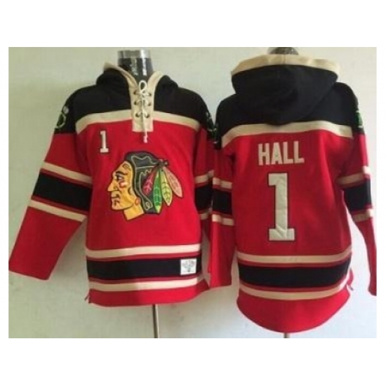 Chicago Blackhawks #1 Glenn Hall Red Lace-Up NHL Jersey Hoodie Chicago Blackhawks #1 Glenn Hall Red Lace-Up NHL Jersey Hoodie