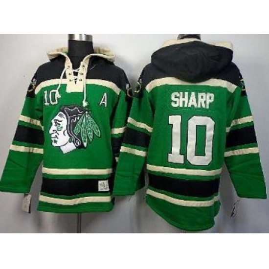 Chicago Blackhawks 10 Patrick Sharp Green Lace-Up Hoodies Chicago Blackhawks 10 Patrick Sharp Green Lace-Up Hoodies