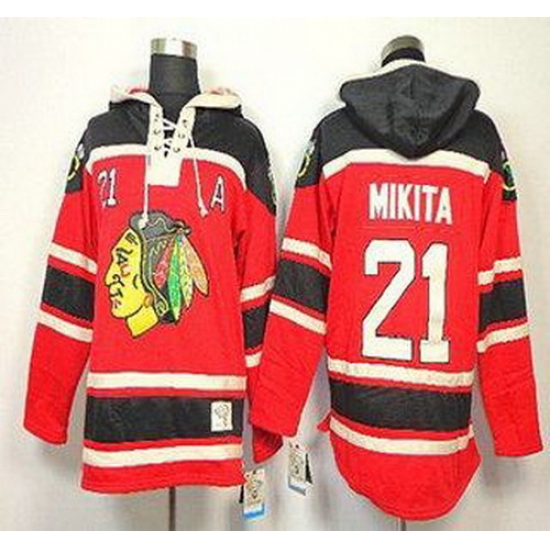 Chicago Blackhawks 21 Stan Mikita Red Lace-Up NHL Jersey Hoodies Chicago Blackhawks 21 Stan Mikita Red Lace-Up NHL Jersey Hoodies