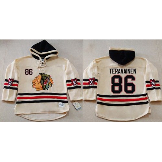 Men Chicago Blackhawks 86 Teuvo Teravainen Cream Heavyweight Pullover Hoodie Stitched NHL Jersey Men Chicago Blackhawks 86 Teuvo Teravainen Cream Heavyweight Pullover Hoodie Stitched NHL Jersey