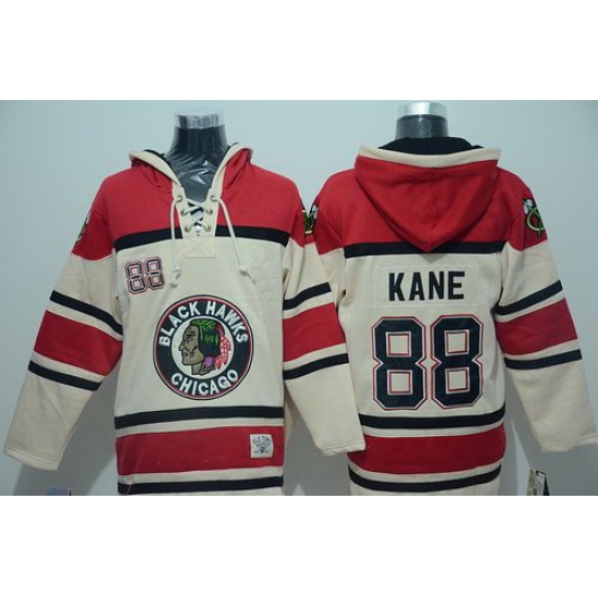 Men Chicago Blackhawks 88 Patrick Kane Cream Sawyer Hooded Sweatshirt Stitched NHL Jersey Men Chicago Blackhawks 88 Patrick Kane Cream Sawyer Hooded Sweatshirt Stitched NHL Jersey
