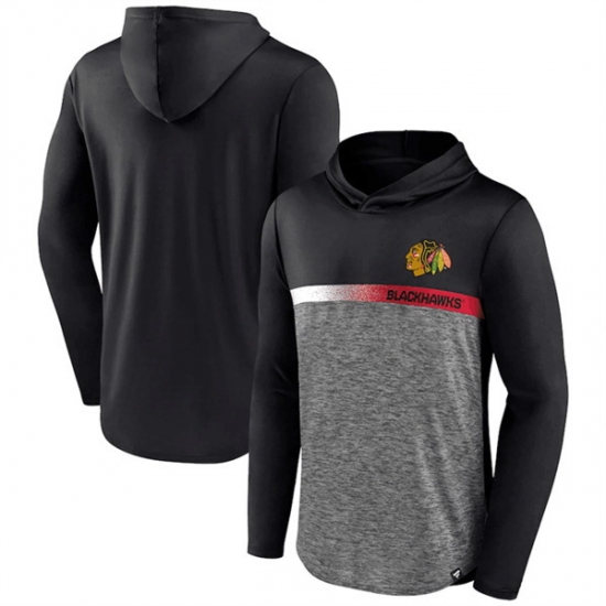 Men Chicago Blackhawks Black Podium Defender Pullover Hoodie Men Chicago Blackhawks Black Podium Defender Pullover Hoodie
