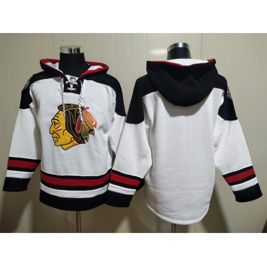 Men Chicago Blackhawks Blank White Stitched NHL Hoodie Men Chicago Blackhawks Blank White Stitched NHL Hoodie
