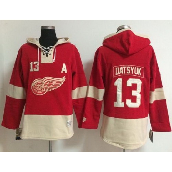 Detroit Red Wings 13 Pavel Datsyuk Red Women Old Time Lacer NHL Hoodie Detroit Red Wings 13 Pavel Datsyuk Red Women Old Time Lacer NHL Hoodie