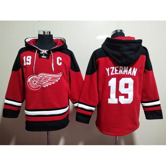 Men Detroit Red Wings #19 Steve Yzerman Stitched Hoody Men Detroit Red Wings #19 Steve Yzerman Stitched Hoody