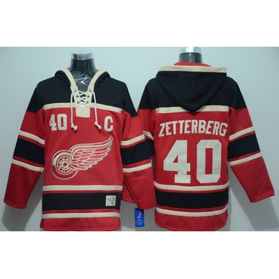 Men Detroit Red Wings 40 Henrik Zetterberg Red Sawyer Hooded Sweatshirt Stitched NHL Jersey Men Detroit Red Wings 40 Henrik Zetterberg Red Sawyer Hooded Sweatshirt Stitched NHL Jersey