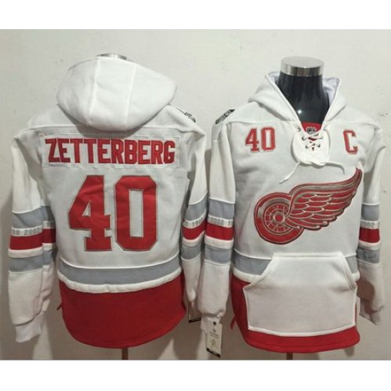 Men Detroit Red Wings 40 Henrik Zetterberg White Name 26 Number Pullover NHL Hoodie Men Detroit Red Wings 40 Henrik Zetterberg White Name 26 Number Pullover NHL Hoodie