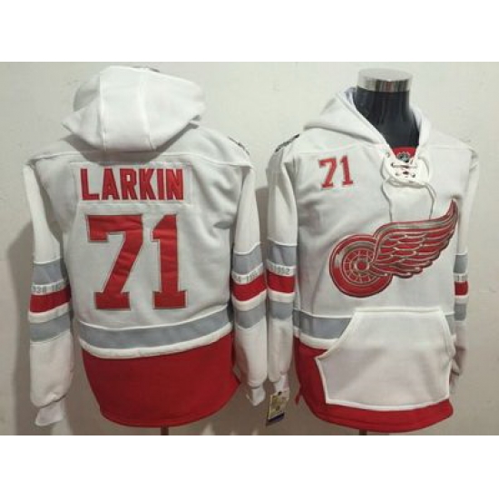 Men Detroit Red Wings 71 Dylan Larkin White All Stitched Hooded Sweatshirt Men Detroit Red Wings 71 Dylan Larkin White All Stitched Hooded Sweatshirt