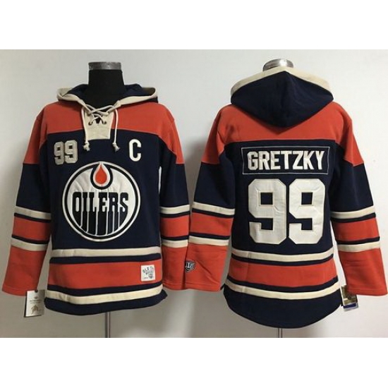 Edmonton Oilers 99 Wayne Gretzky Navy Blue Women Old Time Lacer NHL Hoodie Edmonton Oilers 99 Wayne Gretzky Navy Blue Women Old Time Lacer NHL Hoodie