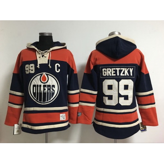 Men Edmonton Oilers 99 Wayne Gretzky dark Blue Stitched NHL Hoodie Men Edmonton Oilers 99 Wayne Gretzky dark Blue Stitched NHL Hoodie