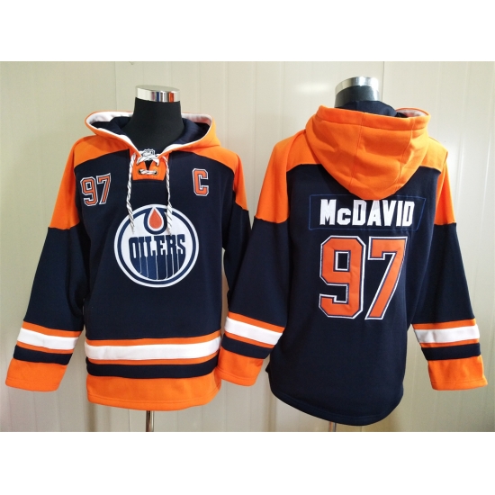 Men Edmonton Oilers Connor McDavid 97 Blue Stitched NHL Hoodie Men Edmonton Oilers Connor McDavid 97 Blue Stitched NHL Hoodie