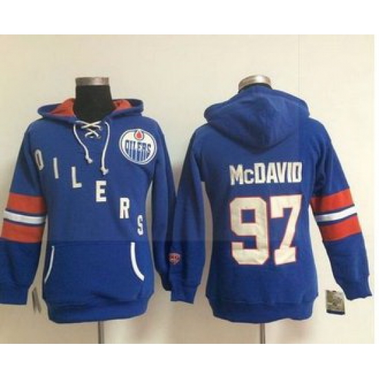 Women Edmonton Oilers 97 Connor McDavid Light Blue Old Time Heidi NHL Hoodie Women Edmonton Oilers 97 Connor McDavid Light Blue Old Time Heidi NHL Hoodie