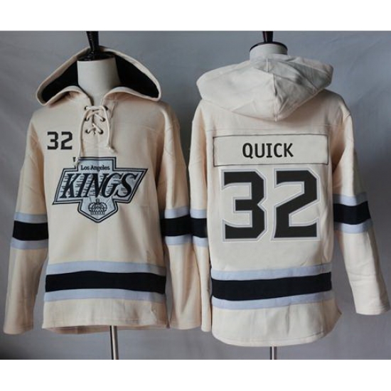 Men Los Angeles Kings 32 Jonathan Quick Cream Sawyer Hooded Sweatshirt Stitched NHL Jersey Men Los Angeles Kings 32 Jonathan Quick Cream Sawyer Hooded Sweatshirt Stitched NHL Jersey