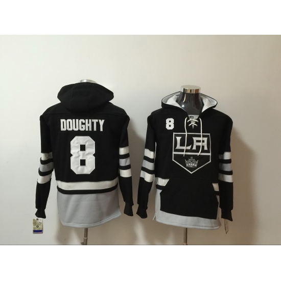 Men Los Angeles Kings 8 Drew Doughty Black All Stitched Hooded Sweatshirt Men Los Angeles Kings 8 Drew Doughty Black All Stitched Hooded Sweatshirt