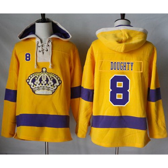 Men Los Angeles Kings 8 Drew Doughty Gold Sawyer Hooded Sweatshirt Stitched NHL Jersey Men Los Angeles Kings 8 Drew Doughty Gold Sawyer Hooded Sweatshirt Stitched NHL Jersey