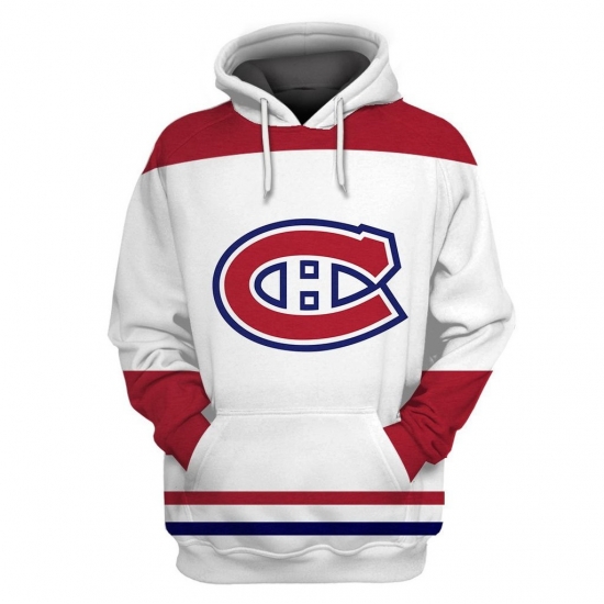 Men Montreal Canadiens White All Stitched Hooded Sweatshirt Men Montreal Canadiens White All Stitched Hooded Sweatshirt