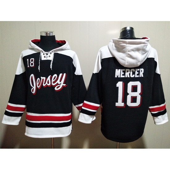 Men New Jersey Devils 18 Dawson Mercer Black Stitched Hoody Men New Jersey Devils 18 Dawson Mercer Black Stitched Hoody