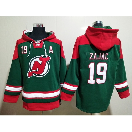 Men New Jersey Devils 19 Travis Zajac Green Stitched Hoody Men New Jersey Devils 19 Travis Zajac Green Stitched Hoody