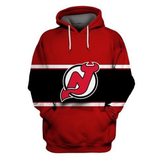 Men New Jersey Devils Red All Stitched Hooded Sweatshirt Men New Jersey Devils Red All Stitched Hooded Sweatshirt