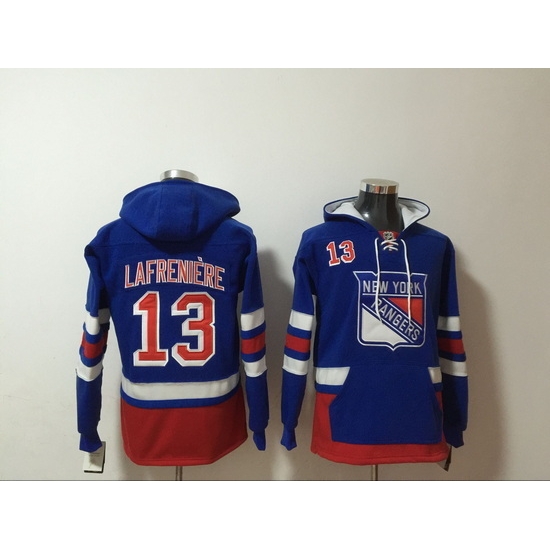 Men New York Rangers Alexis Lafrenière 13 Blue Stitched NHL Hoodie II Men New York Rangers Alexis Lafrenière 13 Blue Stitched NHL Hoodie II