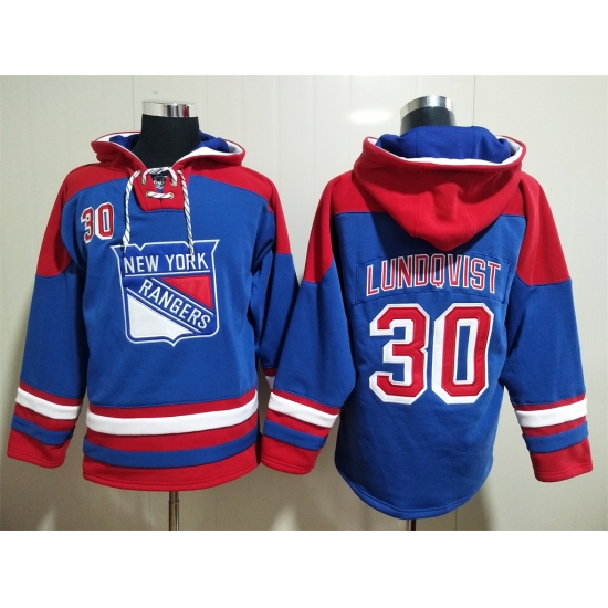 Men New York Rangers Henrik Lundqvist 30 Blue Stitched NHL Hoodie Men New York Rangers Henrik Lundqvist 30 Blue Stitched NHL Hoodie