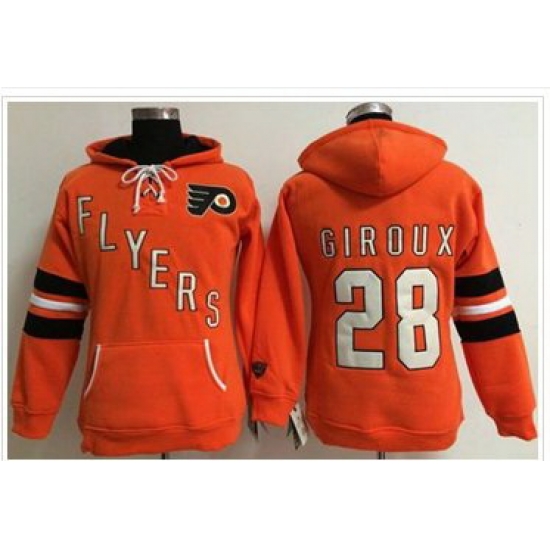 Women Philadelphia Flyers 28 Claude Giroux Orange Old Time Heidi NHL Hoodie Women Philadelphia Flyers 28 Claude Giroux Orange Old Time Heidi NHL Hoodie