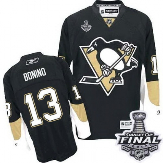 Men Pittsburgh Penguins 13 Nick Bonino Black Home 2017 Stanley Cup Final Patch Stitched NHL Jersey Men Pittsburgh Penguins 13 Nick Bonino Black Home 2017 Stanley Cup Final Patch Stitched NHL Jersey