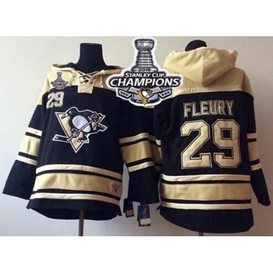 Men Pittsburgh Penguins 29 Andre Fleury Black Sawyer Hooded Sweatshirt 2016 Stanley Cup Champions Stitched NHL Jersey Men Pittsburgh Penguins 29 Andre Fleury Black Sawyer Hooded Sweatshirt 2016 Stanley Cup Champions Stitched NHL Jersey