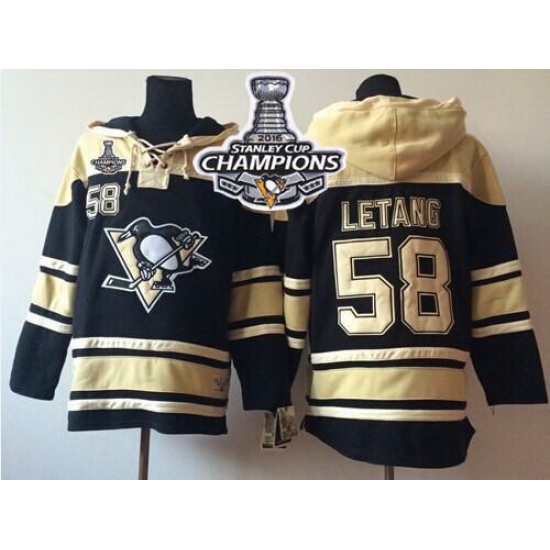 Men Pittsburgh Penguins 58 Kris Letang Black Sawyer Hooded Sweatshirt 2016 Stanley Cup Champions Stitched NHL Jersey Men Pittsburgh Penguins 58 Kris Letang Black Sawyer Hooded Sweatshirt 2016 Stanley Cup Champions Stitched NHL Jersey