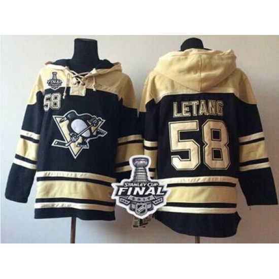 Men Pittsburgh Penguins 58 Kris Letang Black Sawyer Hooded Sweatshirt 2017 Stanley Cup Final Patch Stitched NHL Jersey Men Pittsburgh Penguins 58 Kris Letang Black Sawyer Hooded Sweatshirt 2017 Stanley Cup Final Patch Stitched NHL Jersey