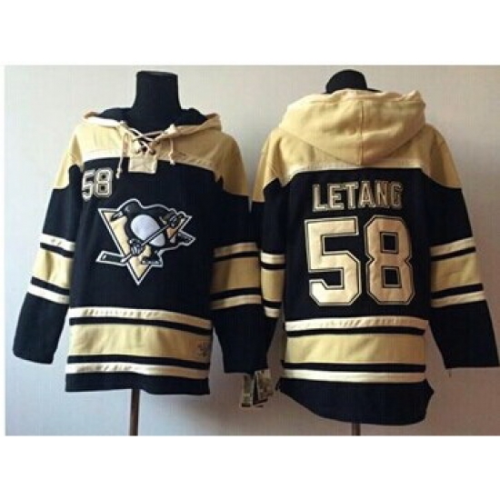 Men Pittsburgh Penguins 58 Kris Letang Black Sawyer Hooded Sweatshirt Stitched NHL Jersey Men Pittsburgh Penguins 58 Kris Letang Black Sawyer Hooded Sweatshirt Stitched NHL Jersey
