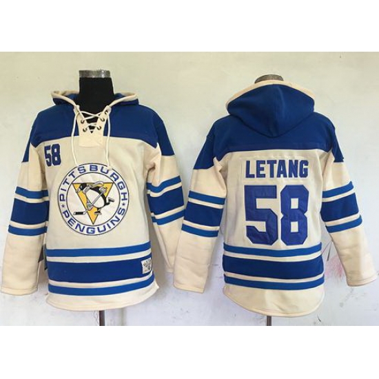 Men Pittsburgh Penguins 58 Kris Letang Cream Sawyer Hooded Sweatshirt Stitched NHL Jersey Men Pittsburgh Penguins 58 Kris Letang Cream Sawyer Hooded Sweatshirt Stitched NHL Jersey