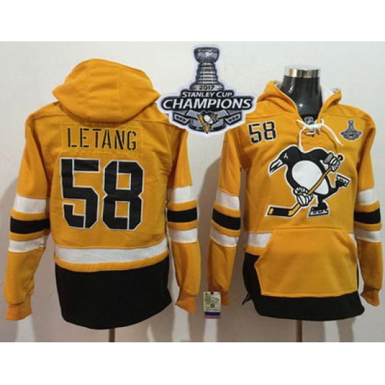 Men Pittsburgh Penguins 58 Kris Letang Gold Sawyer Hooded Sweatshirt 2017 Stadium Series Stanley Cup Finals Champions Stitched NHL Jersey Men Pittsburgh Penguins 58 Kris Letang Gold Sawyer Hooded Sweatshirt 2017 Stadium Series Stanley Cup Finals Champions Stitched NHL Jersey