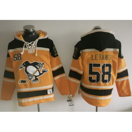 Men Pittsburgh Penguins 58 Kris Letang Gold Sawyer Hooded Sweatshirt Stitched NHL Jersey Men Pittsburgh Penguins 58 Kris Letang Gold Sawyer Hooded Sweatshirt Stitched NHL Jersey