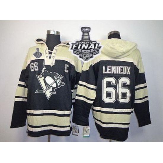 Men Pittsburgh Penguins 66 Mario Lemieux Black Sawyer Hooded Sweatshirt 2017 Stanley Cup Final Patch Stitched NHL Jersey Men Pittsburgh Penguins 66 Mario Lemieux Black Sawyer Hooded Sweatshirt 2017 Stanley Cup Final Patch Stitched NHL Jersey