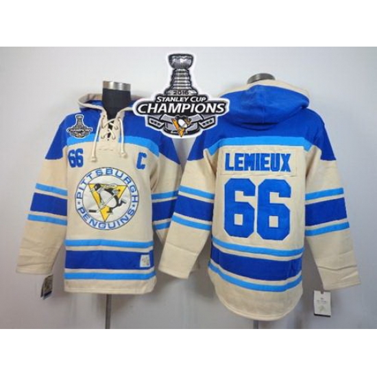 Men Pittsburgh Penguins 66 Mario Lemieux Cream Sawyer Hooded Sweatshirt 2016 Stanley Cup Champions Stitched NHL Jersey Men Pittsburgh Penguins 66 Mario Lemieux Cream Sawyer Hooded Sweatshirt 2016 Stanley Cup Champions Stitched NHL Jersey