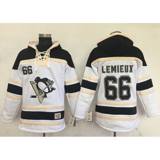 Men Pittsburgh Penguins 66 Mario Lemieux White Sawyer Hooded Sweatshirt Stitched NHL Jersey Men Pittsburgh Penguins 66 Mario Lemieux White Sawyer Hooded Sweatshirt Stitched NHL Jersey