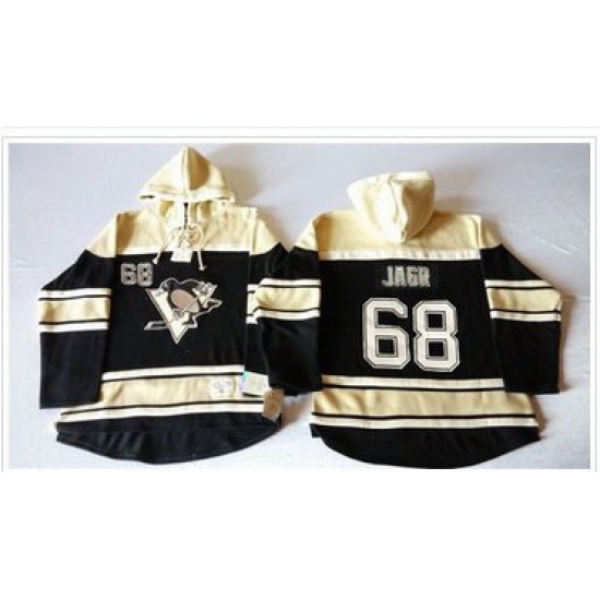Men Pittsburgh Penguins 68 Jaromir Jagr Black Sawyer Hooded Sweatshirt Stitched NHL Jersey Men Pittsburgh Penguins 68 Jaromir Jagr Black Sawyer Hooded Sweatshirt Stitched NHL Jersey