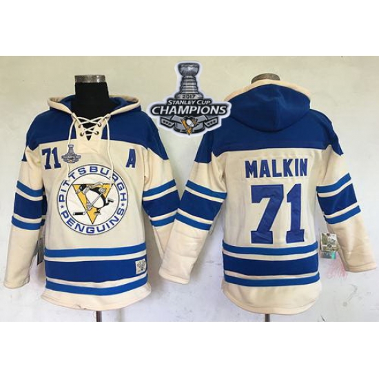 Men Pittsburgh Penguins 71 Evgeni Malkin Cream Sawyer Hooded Sweatshirt 2017 Stanley Cup Finals Champions Stitched NHL Jersey Men Pittsburgh Penguins 71 Evgeni Malkin Cream Sawyer Hooded Sweatshirt 2017 Stanley Cup Finals Champions Stitched NHL Jersey