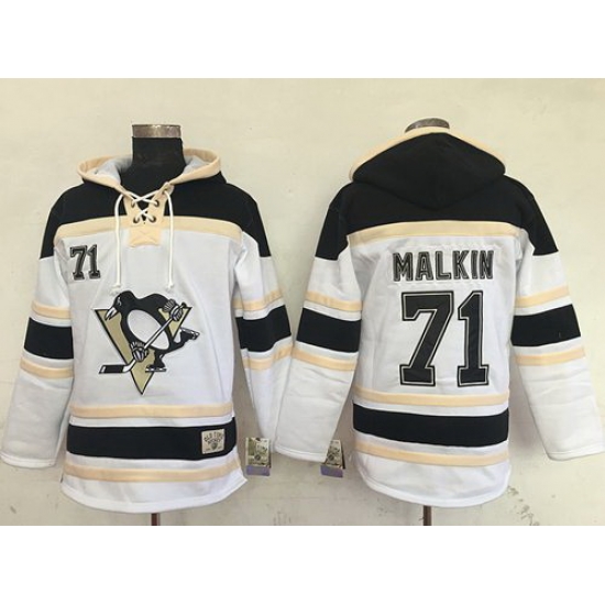 Men Pittsburgh Penguins 71 Evgeni Malkin White Sawyer Hooded Sweatshirt Stitched NHL Jersey Men Pittsburgh Penguins 71 Evgeni Malkin White Sawyer Hooded Sweatshirt Stitched NHL Jersey