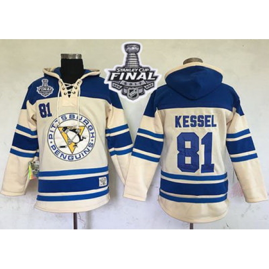 Men Pittsburgh Penguins 81 Phil Kessel Cream Sawyer Hooded Sweatshirt 2017 Stanley Cup Final Patch Stitched NHL Jersey Men Pittsburgh Penguins 81 Phil Kessel Cream Sawyer Hooded Sweatshirt 2017 Stanley Cup Final Patch Stitched NHL Jersey