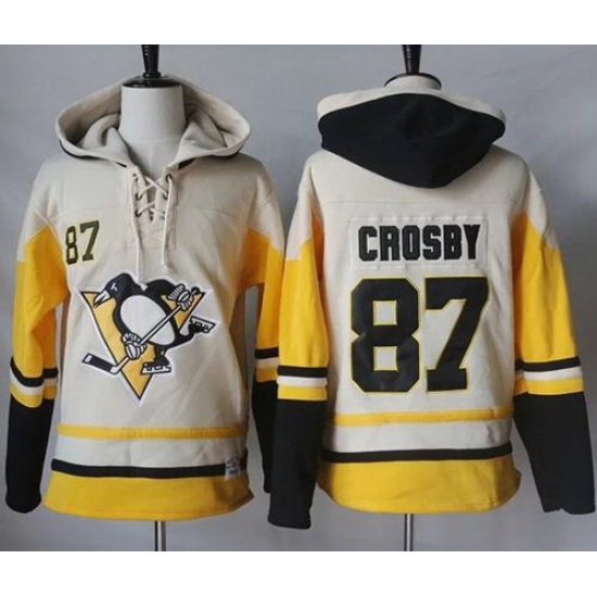 Men Pittsburgh Penguins 87 Sidney Crosby Cream Gold Sawyer Hooded Sweatshirt Stitched NHL Jersey Men Pittsburgh Penguins 87 Sidney Crosby Cream Gold Sawyer Hooded Sweatshirt Stitched NHL Jersey
