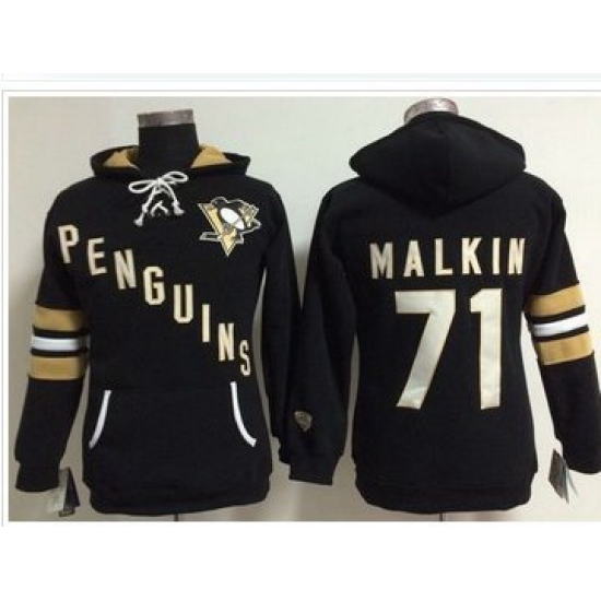 Women Pittsburgh Penguins 71 Evgeni Malkin Black Old Time Heidi NHL Hoodie