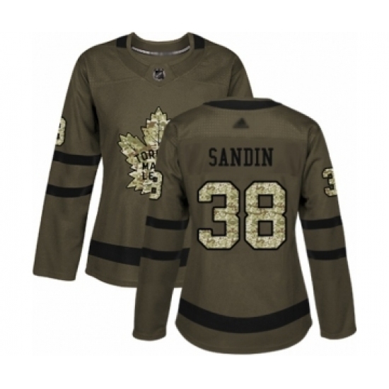 Womens Toronto Maple Leafs 38 Rasmus Sandin Authentic Green Salute to Service Hockey Jersey Womens Toronto Maple Leafs 38 Rasmus Sandin Authentic Green Salute to Service Hockey Jersey