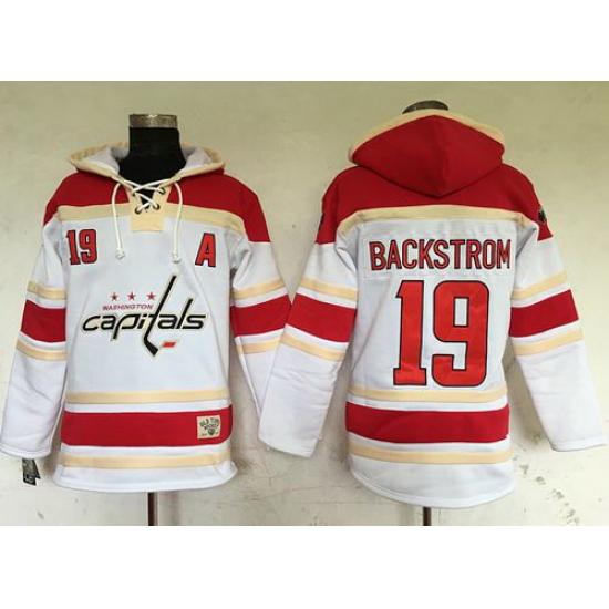 Men Washington Capitals 19 Nicklas Backstrom White Sawyer Hooded Sweatshirt Stitched NHL Jersey Men Washington Capitals 19 Nicklas Backstrom White Sawyer Hooded Sweatshirt Stitched NHL Jersey