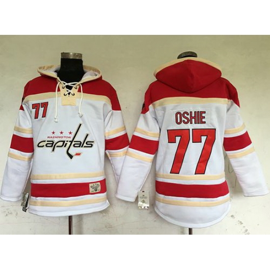 Men Washington Capitals 77 T J Oshie White Sawyer Hooded Sweatshirt Stitched NHL Jersey Men Washington Capitals 77 T J Oshie White Sawyer Hooded Sweatshirt Stitched NHL Jersey