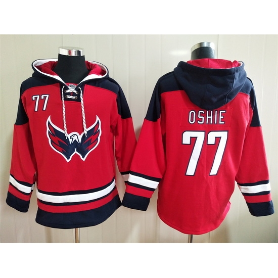 Men's Washington Capitals #77 T.J. Oshie Red Ageless Must-Have Lace-Up Pullover Hoodie Men's Washington Capitals #77 T.J. Oshie Red Ageless Must-Have Lace-Up Pullover Hoodie