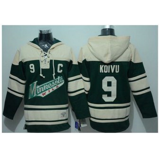Men Minnesota Wild 9 Mikko Koivu Green Sawyer Hooded Sweatshirt Stitched NHL Jersey Men Minnesota Wild 9 Mikko Koivu Green Sawyer Hooded Sweatshirt Stitched NHL Jersey