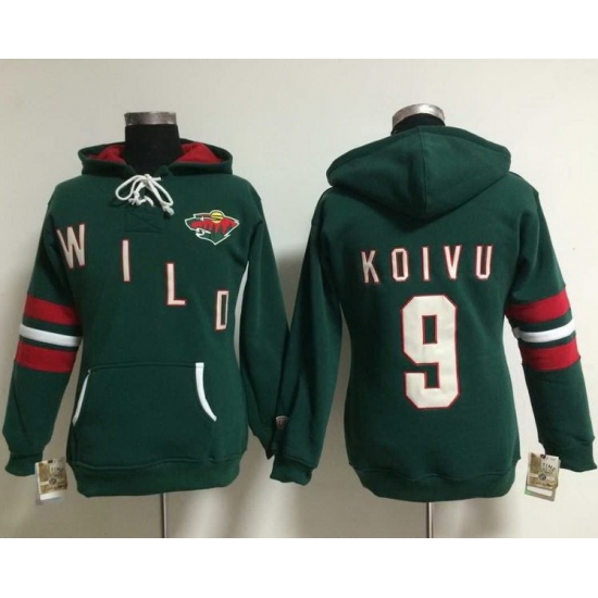 Minnesota Wild 9 Mikko Koivu Green Women Old Time Heidi NHL Hoodie Minnesota Wild 9 Mikko Koivu Green Women Old Time Heidi NHL Hoodie